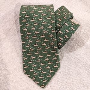 VINEYARD VINES Green Golden Retriever Dog Whimsical Silk Tie